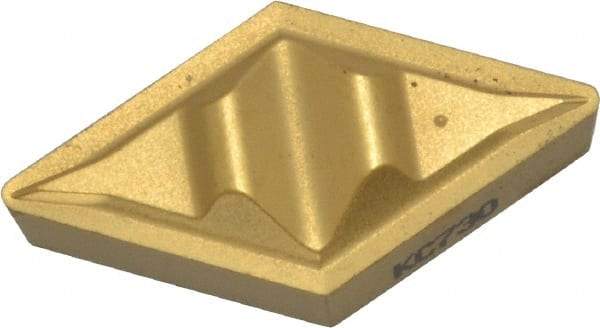 Kennametal - DPGR432, KC730 Grade Carbide Profiling Insert - TiN Finish, 55° Incl Angle, Diamond, 0.6102" Side Length, 3/16" Thick, 1/32" Corner Radius, 1/2" Inscribed Circle - Eagle Tool & Supply