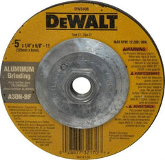 DeWALT - 30 Grit, 5" Wheel Diam, 1/4" Wheel Thickness, Type 27 Depressed Center Wheel - Aluminum Oxide, N Hardness, 12,200 Max RPM, Compatible with Angle Grinder - Eagle Tool & Supply