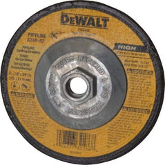 DeWALT - 24 Grit, 5" Wheel Diam, 1/8" Wheel Thickness, Type 27 Depressed Center Wheel - Aluminum Oxide, R Hardness, 12,200 Max RPM, Compatible with Angle Grinder - Eagle Tool & Supply