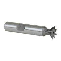 Keo - 1/2" Diam x 1/8" Width of Cut, 45° Included Angle, High Speed Steel Dovetail Cutter - 3/8" Shank Diam, 2" Shank Length, 2-1/8" Overall Length, Weldon Flat, Uncoated - Eagle Tool & Supply