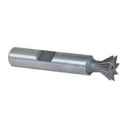 Keo - 1/2" Diam x 7/32" Width of Cut, 60° Included Angle, Cobalt Dovetail Cutter - 3/8" Shank Diam, 2-1/8" Overall Length, Weldon Flat, Uncoated - Eagle Tool & Supply