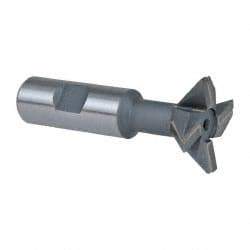 Keo - 1-1/2" Diam x 1/2" Width of Cut, 45° Included Angle, Carbide-Tipped Dovetail Cutter - 3/4" Shank Diam, 3-1/4" Overall Length, 0.02" Corner Radius, Weldon Flat, Uncoated - Eagle Tool & Supply