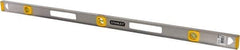 Stanley - 48" Long 3 Vial I-Beam Level - Aluminum, Silver, 1 45°, 1 Level & 1 Plumb Vials - Eagle Tool & Supply