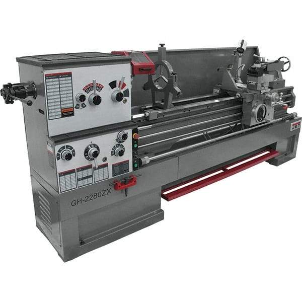 Jet - 22" Swing, 80" Between Centers, 230/460 Volt, Triple Phase Engine Lathe - 7MT Taper, 10 hp, 25 to 1,800 RPM, 3-1/8" Bore Diam, 40" Deep x 48-7/8" High x 136-1/8" Long - Eagle Tool & Supply