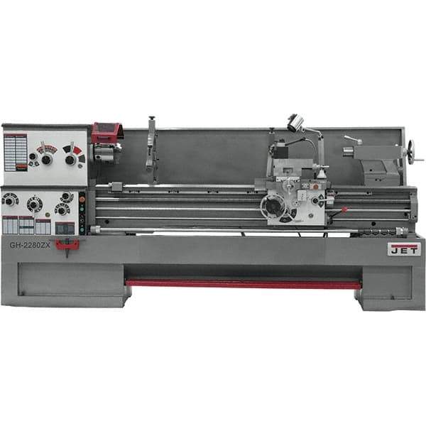 Jet - 22" Swing, 80" Between Centers, 230/460 Volt, Triple Phase Engine Lathe - 7MT Taper, 10 hp, 25 to 1,800 RPM, 3-1/8" Bore Diam, 40" Deep x 48-7/8" High x 136-1/8" Long - Eagle Tool & Supply