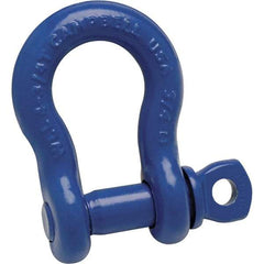 Campbell - 1" Nominal Chain Size, 8.5 Ton Carbon Steel Screw Anchor Shackle - 1-1/8" Pin Diam, 1-11/16" Wide Inside Jaw, 2-1/2" Inside Width, 2-3/8" Max Body Thickness - Eagle Tool & Supply