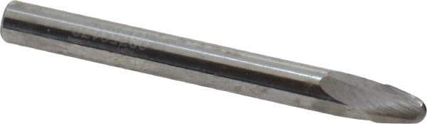 Accupro - 15° Taper Angle per Side, 3/16" Small End Diam, 5/16" LOC, Solid Carbide 2 Flute Tapered Ball End Mill - 2-1/2" OAL, 5/16" Shank Diam, Spiral Flute - Eagle Tool & Supply