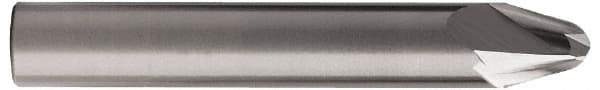 Accupro - 15° Taper Angle per Side, 1/4" Small End Diam, 0.341" LOC, Solid Carbide 2 Flute Tapered Ball End Mill - 2-1/2" OAL, 3/8" Shank Diam, Spiral Flute - Eagle Tool & Supply