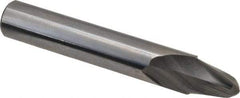 Accupro - 10° Taper Angle per Side, 1/4" Small End Diam, 0.468" LOC, Solid Carbide 2 Flute Tapered Ball End Mill - 2-1/2" OAL, 3/8" Shank Diam, Spiral Flute - Eagle Tool & Supply
