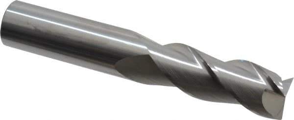 SGS - 1", 2-5/8" LOC, 1" Shank Diam, 6" OAL, 3 Flute, Solid Carbide Square End Mill - Single End, Uncoated, Spiral Flute, 38° Helix, Right Hand Cut, Right Hand Flute, Series 43 - Eagle Tool & Supply
