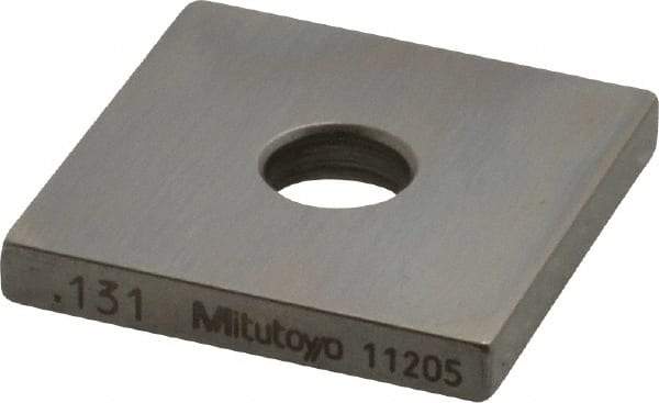 Mitutoyo - 0.131" Square Steel Gage Block - Accuracy Grade 0, Includes Certificate of Inspection - Eagle Tool & Supply