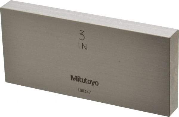 Mitutoyo - 3" Rectangular Steel Gage Block - Accuracy Grade 0, Includes Certificate of Inspection - Eagle Tool & Supply