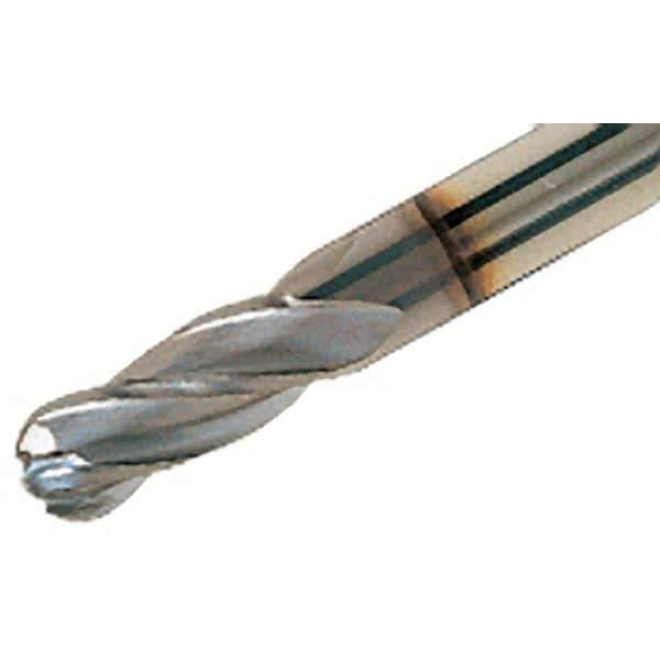 Iscar - 8mm Diam, 20mm LOC, 4 Flute Solid Carbide Ball End Mill - TiAlN Finish, Single End, 63mm OAL, 8mm Shank Diam, Spiral Flute - Eagle Tool & Supply