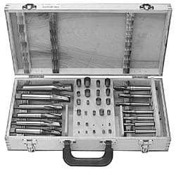 Value Collection - 39 Piece, 3 Flutes, Morse Taper Shank, Interchangeable Pilot Counterbore Set - Eagle Tool & Supply