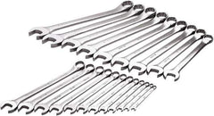 SK - 21 Piece, 1/4" to 1-1/2", 12 Point Combination Wrench Set - Inch Measurement Standard, Chrome Finish, Comes in Rack - Eagle Tool & Supply