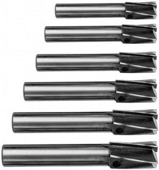 Value Collection - 6 Piece, 3 Flutes, Straight Shank, Interchangeable Pilot Counterbore Set - Eagle Tool & Supply