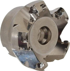 Seco - 1.97" Cut Diam, 3/4" Arbor Hole, 0.18" Max Depth of Cut, 45° Indexable Chamfer & Angle Face Mill - 5 Inserts, SE.. 09T3 Insert, Right Hand Cut, 5 Flutes, Through Coolant, Series R220.53 - Eagle Tool & Supply