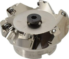 Seco - 2.48" Cut Diam, 3/4" Arbor Hole, 0.18" Max Depth of Cut, 45° Indexable Chamfer & Angle Face Mill - 6 Inserts, SE.. 09T3 Insert, Right Hand Cut, 6 Flutes, Through Coolant, Series R220.53 - Eagle Tool & Supply
