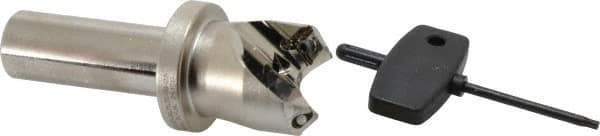 Seco - 45° Lead Angle, 1.18" Max Cut Diam, 0.18" Max Depth of Cut, Indexable Chamfer and Angle End Mill - 2 Inserts, SE.. 09T3 Insert Style, 3.54" Overall Length, Through Coolant - Eagle Tool & Supply