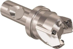 Seco - 45° Lead Angle, 1.38" Max Cut Diam, 0.18" Max Depth of Cut, Indexable Chamfer and Angle End Mill - 3 Inserts, SE.. 09T3 Insert Style, 3.54" Overall Length, Through Coolant - Eagle Tool & Supply