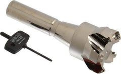 Seco - 45° Lead Angle, 2.36" Max Cut Diam, 0.18" Max Depth of Cut, Indexable Chamfer and Angle End Mill - 5 Inserts, SE.. 09T3 Insert Style, 6.02" Overall Length, Taper Shank - Eagle Tool & Supply
