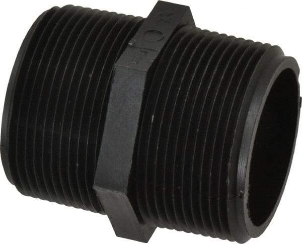 Green Leaf - 1-1/2" Polypropylene Plastic Pipe Hex Nipple - MIPT x MIPT End Connections - Eagle Tool & Supply