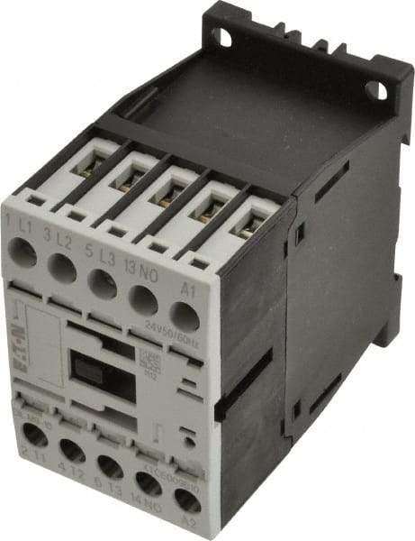 Eaton Cutler-Hammer - 3 Pole, 24 Coil VAC, 20 Amp, Nonreversible Open Enclosure IEC Contactor - 1 Phase hp: 0.5 at 115 V, 1 at 200 V, 1.5 at 230 V, 3 Phase hp: 3 at 200 V, 3 at 230 V, 5 at 460 V, 7.5 at 575 V, 9 Amp Inductive Load Rating Listed - Eagle Tool & Supply