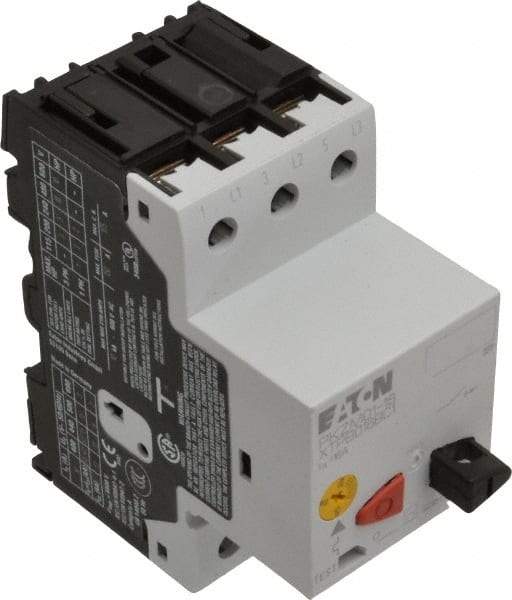 Eaton Cutler-Hammer - 16 Amp, IEC, Open Pushbutton Manual Motor Starter - 45mm Wide x 85mm Deep x 3.6667" High, 10 hp at 480 V, 10 hp at 600 V, 3 hp at 200 V & 5 hp at 240 V, CE Approved, CSA Certified, DIN VDE, EN/IEC, UL 508 Type E Compliant & UL Listed - Eagle Tool & Supply