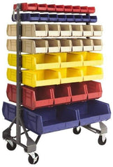 Quantum Storage - 102 Bin Rail Unit with Bins - 36 Inch Overall Width x 20 Inch Overall Depth x 53 Inch Overall Height, Assorted Color Polypropylene / Polyethylene Bins - Eagle Tool & Supply