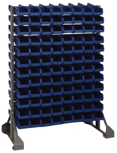 Quantum Storage - 96 Bin Rail Unit with Bins - 36 Inch Overall Width x 25 Inch Overall Depth x 53 Inch Overall Height, Yellow Polypropylene / Polyethylene Bins - Eagle Tool & Supply
