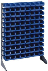 Quantum Storage - 96 Bin Rail Unit with Bins - 36 Inch Overall Width x 15 Inch Overall Depth x 53 Inch Overall Height, Blue Polypropylene / Polyethylene Bins - Eagle Tool & Supply