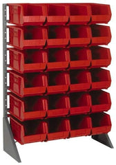 Quantum Storage - 24 Bin Rail Unit with Bins - 36 Inch Overall Width x 15 Inch Overall Depth x 53 Inch Overall Height, Yellow Polypropylene / Polyethylene Bins - Eagle Tool & Supply