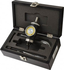 Fowler - 9 Piece, 0mm to 300mm Measuring Range, 42.5mm Dial Diam, 0-50 Dial Reading, White & Yellow Dial Test Indicator Kit - 0.01mm Dial Graduation - Eagle Tool & Supply