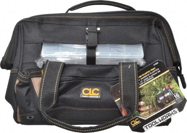 CLC - 16 Pocket Black Polyester Tool Bag - 12" Wide x 8" Deep x 9" High - Eagle Tool & Supply