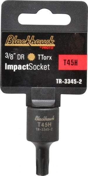 Blackhawk by Proto - 3/8" Drive, T45H Impact Torx Bit Socket - 3/4" Bit Length, 1-1/2" OAL - Eagle Tool & Supply