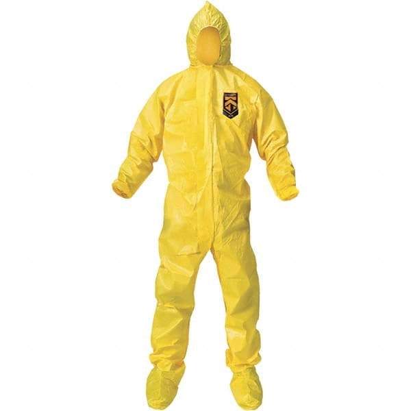 KleenGuard - Size 3XL PE Film Chemical Resistant Coveralls - Yellow, Zipper Closure, Elastic Cuffs, with Boots, Bound Seams - Eagle Tool & Supply