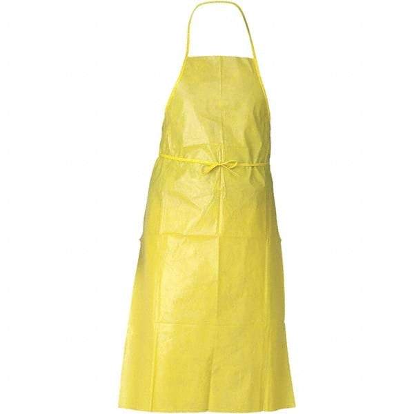 KleenGuard - 29" Wide x 44" Long x 1-1/2 mil Thick Chemical Resistant Bib Apron - Polyethylene & Spunbound, Yellow, Resists Chemical Sprays - Eagle Tool & Supply