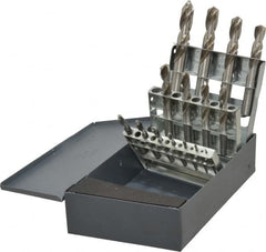 Cleveland - 1/16 to 1/2", 135° Point, Bright Finish, High Speed Steel Screw Machine Length Drill Bit Set - Eagle Tool & Supply
