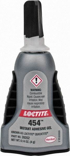 Loctite - 0.14 oz Bottle Clear Instant Adhesive - Series QuickTite, 5 to 30 sec Working Time, 24 hr Full Cure Time, Bonds to Metal & Plastic - Eagle Tool & Supply