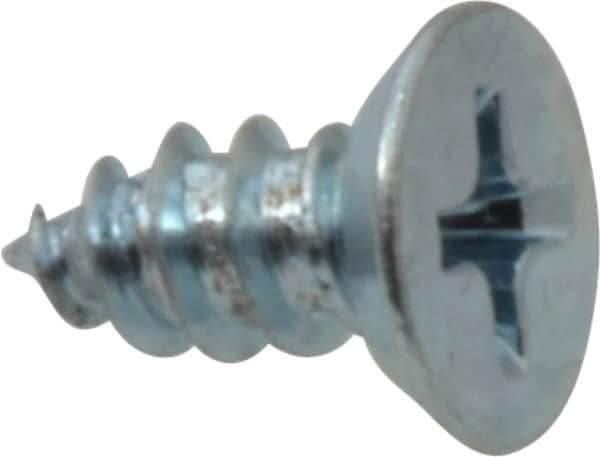 Value Collection - #8 Flat Head Phillips Sheet Metal Screw - Steel, 3/8" OAL, Grade 2 - Eagle Tool & Supply