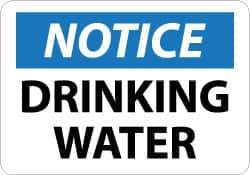 NMC - "Notice - Drinking Water", 10" Long x 14" Wide, Rigid Plastic Safety Sign - Rectangle, 0.05" Thick, Use for Security & Admittance - Eagle Tool & Supply