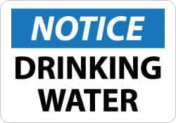 NMC - "Notice - Drinking Water", 10" Long x 14" Wide, Aluminum Safety Sign - Rectangle, 0.04" Thick, Use for Security & Admittance - Eagle Tool & Supply