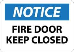 NMC - Notice - Fire Door - Keep Closed, Aluminum Fire and Exit Sign - 14" Wide x 10" High - Eagle Tool & Supply