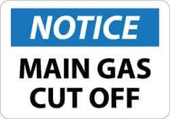 NMC - "Notice - Main Gas Cutoff", 10" Long x 14" Wide, Aluminum Safety Sign - Rectangle, 0.04" Thick, Use for Accident Prevention - Eagle Tool & Supply