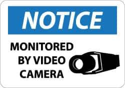 NMC - "Notice - Monitored by Video Camera", 10" Long x 14" Wide, Rigid Plastic Safety Sign - Rectangle, 0.05" Thick, Use for Security & Admittance - Eagle Tool & Supply