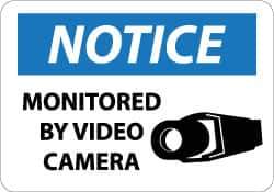 NMC - "Notice - Monitored by Video Camera", 10" Long x 14" Wide, Aluminum Safety Sign - Rectangle, 0.04" Thick, Use for Security & Admittance - Eagle Tool & Supply