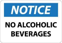 NMC - "Notice - No Alcoholic Beverages", 10" Long x 14" Wide, Aluminum Safety Sign - Rectangle, 0.04" Thick, Use for Security & Admittance - Eagle Tool & Supply