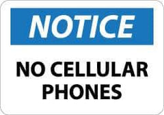 NMC - "Notice - No Cellular Phones", 10" Long x 14" Wide, Rigid Plastic Safety Sign - Rectangle, 0.05" Thick, Use for Security & Admittance - Eagle Tool & Supply