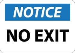 NMC - Notice - No Exit, Pressure Sensitive Vinyl Exit Sign - 14" Wide x 10" High - Eagle Tool & Supply