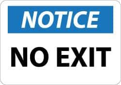 NMC - Notice - No Exit, Aluminum Exit Sign - 14" Wide x 10" High - Eagle Tool & Supply